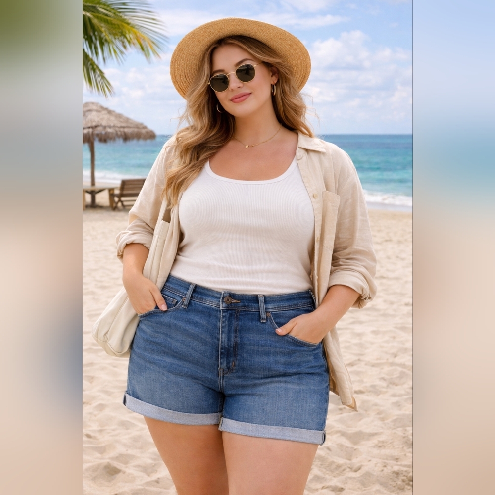 Levi’s Women’s Mid-Length Cuffed Denim Shorts | Size 33 | Mid Rise | Blue Jean